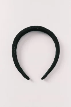 Bandolete de cabelo bordado suíço preto