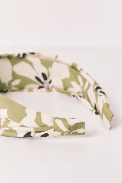 Bandolete de cabelo estampado de flores verde