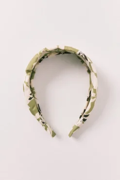 Bandolete de cabelo estampado de flores verde