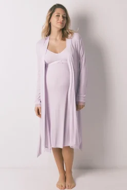 Bata midi "maternity" canelada lilás
