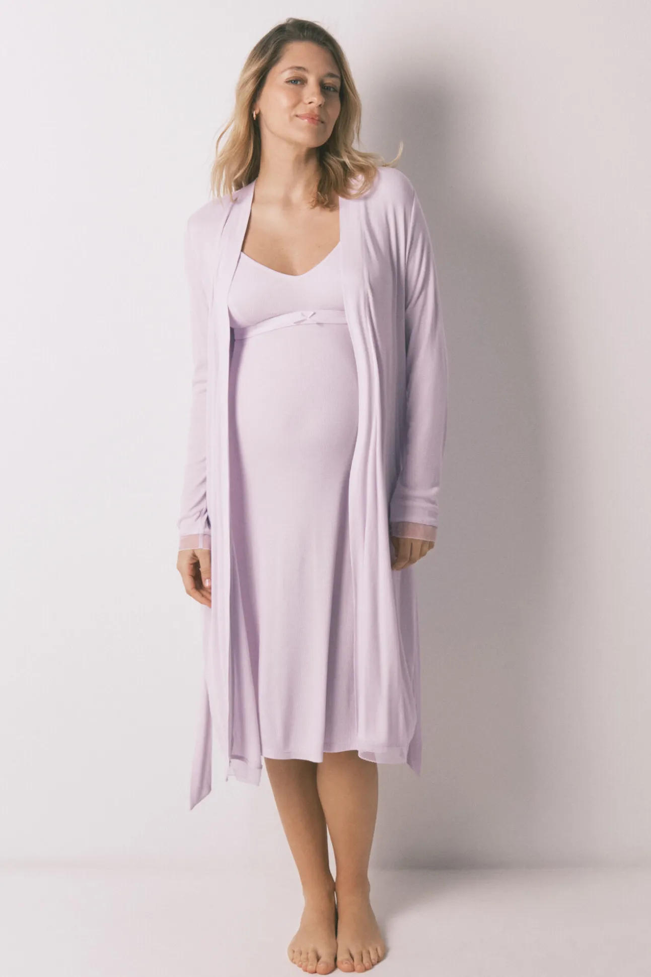 Bata midi "maternity" canelada lilás