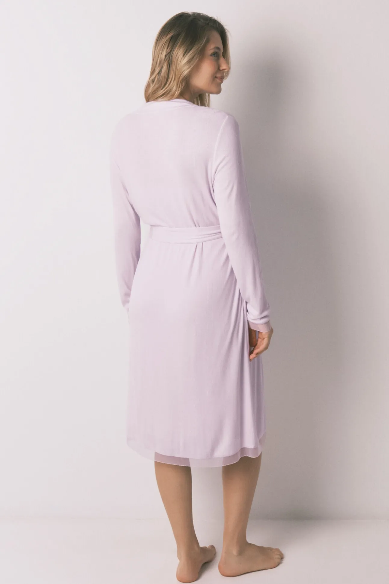 Bata midi "maternity" canelada lilás