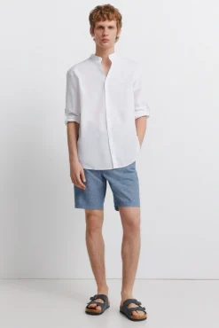 Bermuda em linho comfort slim fit