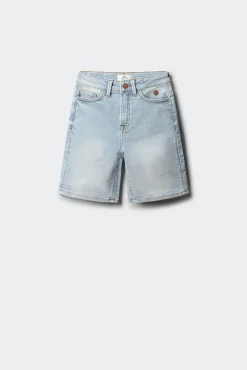 Bermuda jeans slim knit para menino