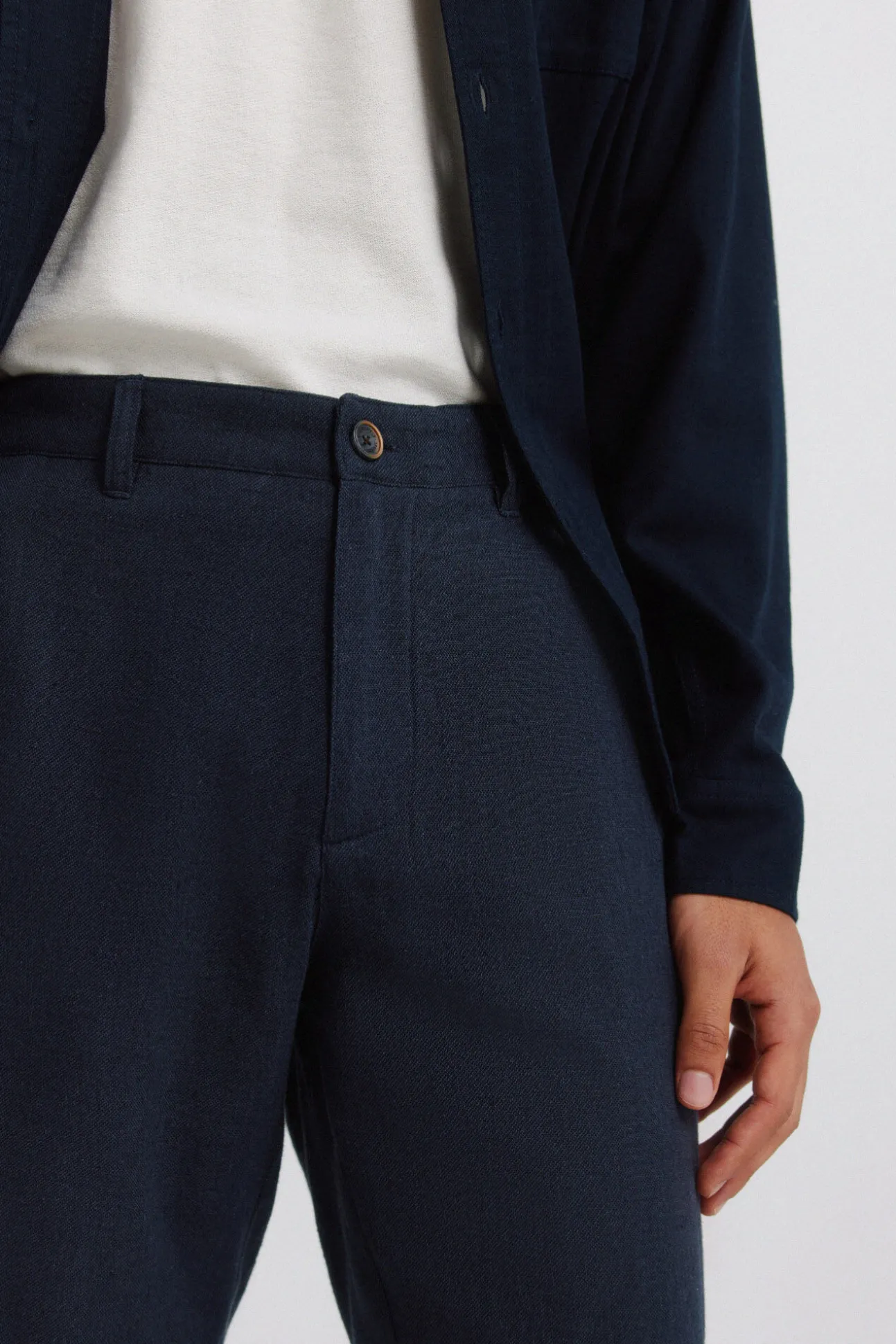 Bermudas de linho dobby comfort fit