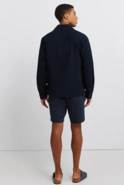 Bermudas de linho dobby comfort fit