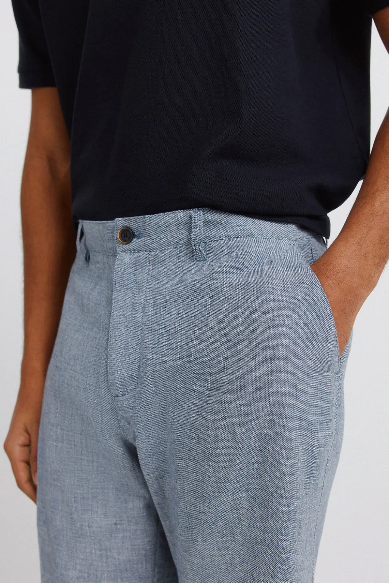 Bermudas de linho dobby comfort fit
