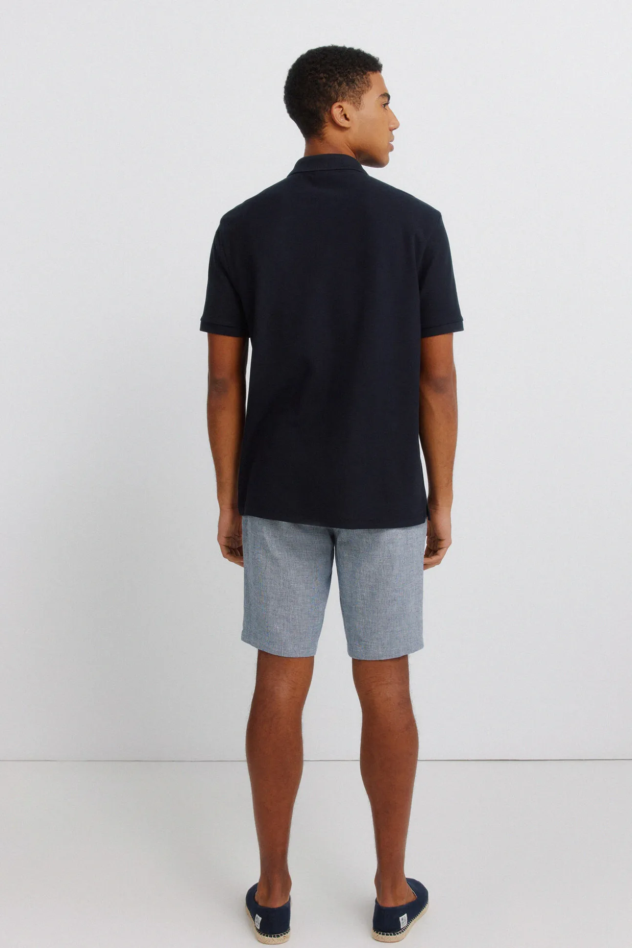 Bermudas de linho dobby comfort fit