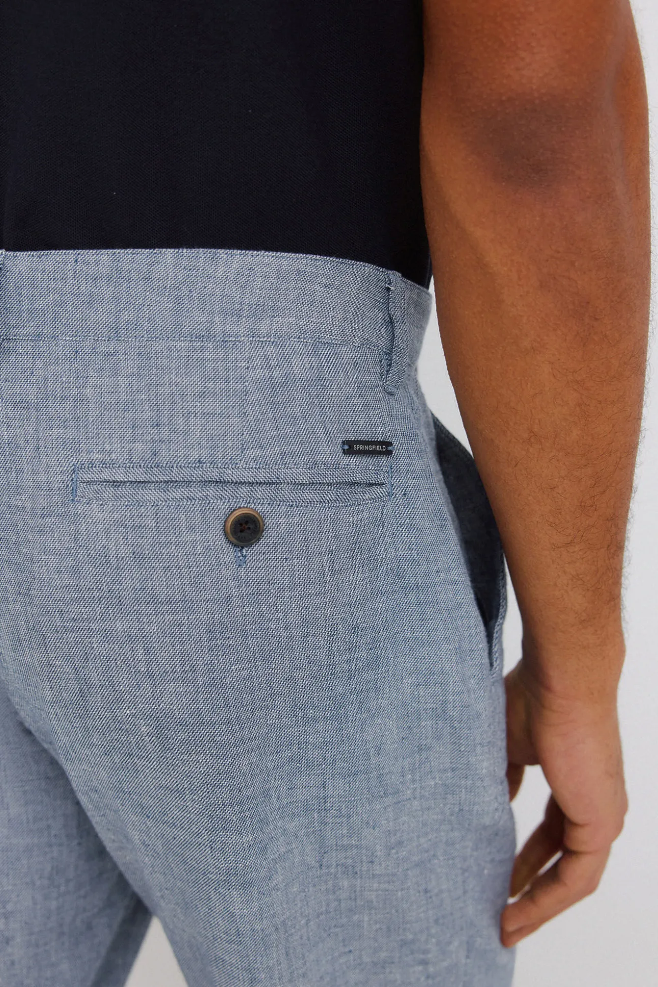 Bermudas de linho dobby comfort fit