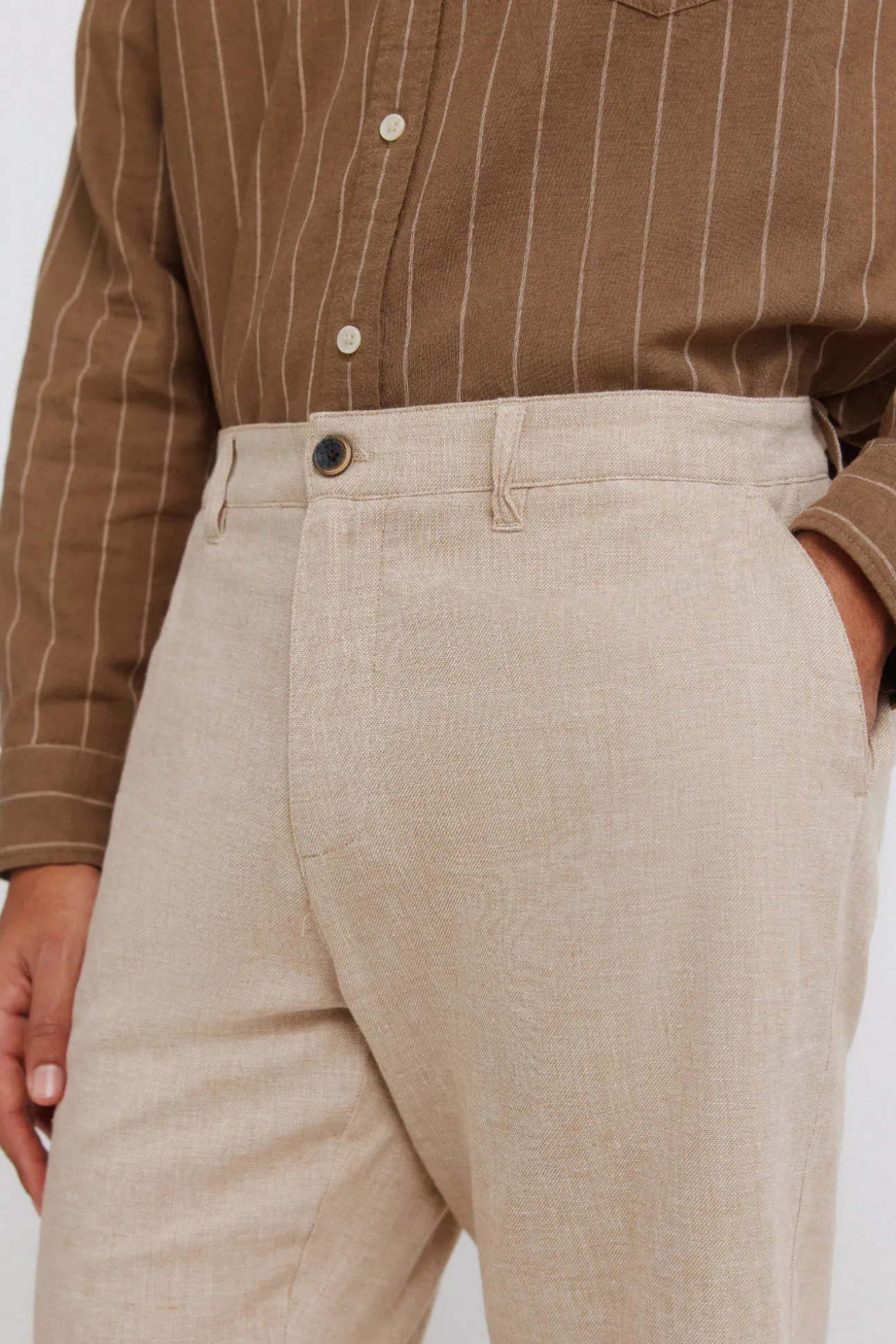 Bermudas de linho dobby comfort fit