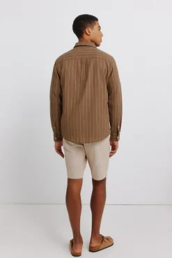 Bermudas de linho dobby comfort fit