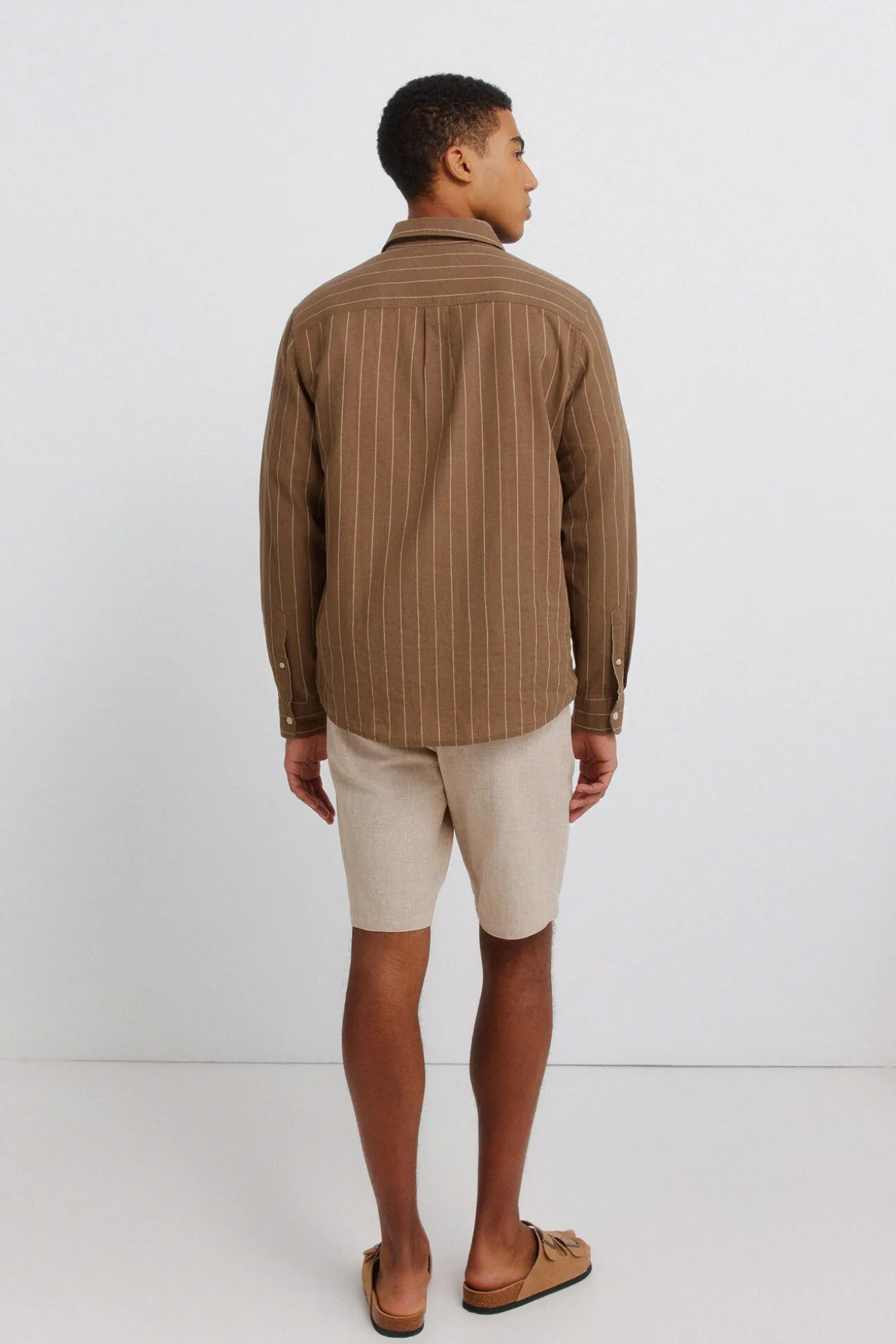 Bermudas de linho dobby comfort fit