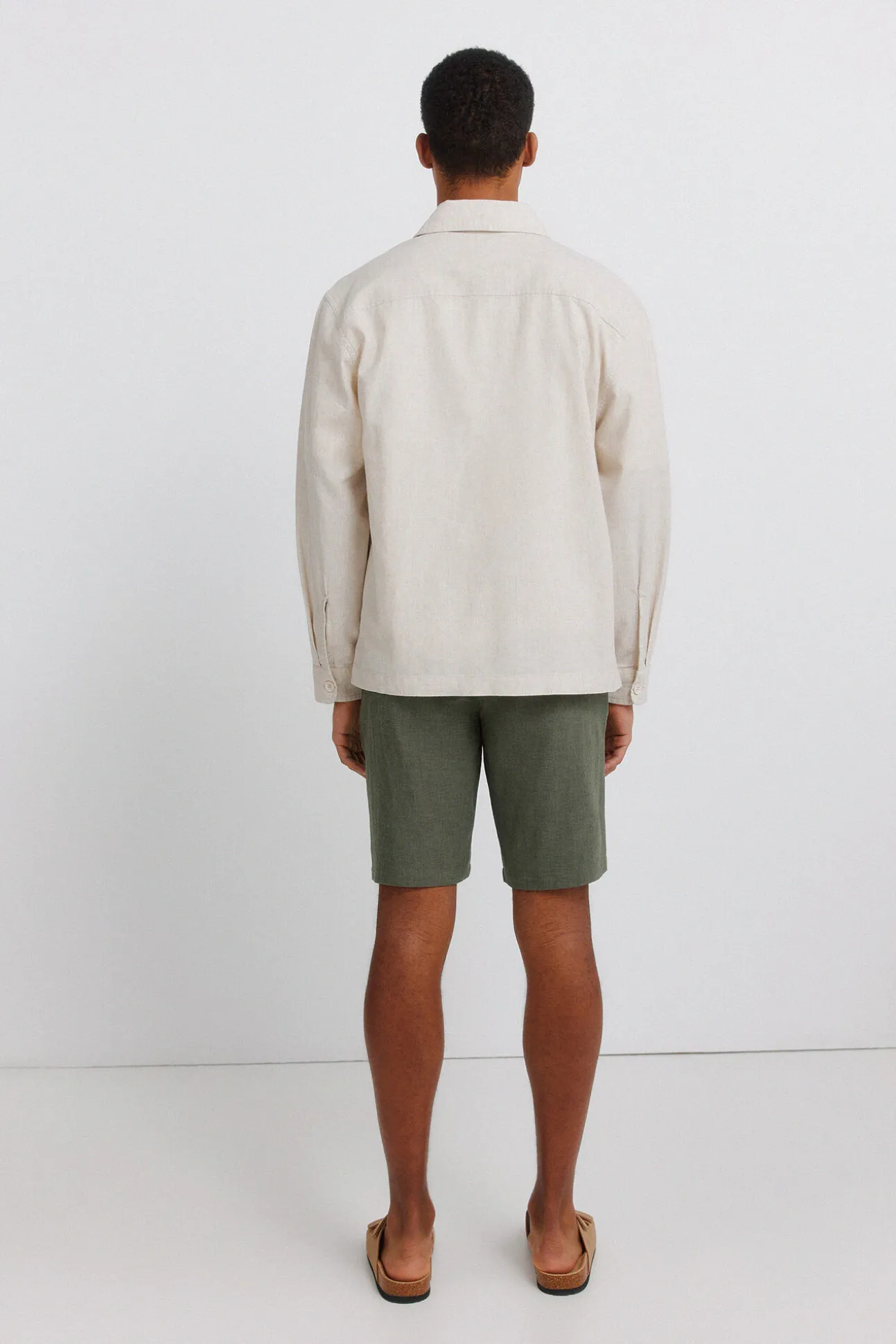 Bermudas de linho dobby comfort fit