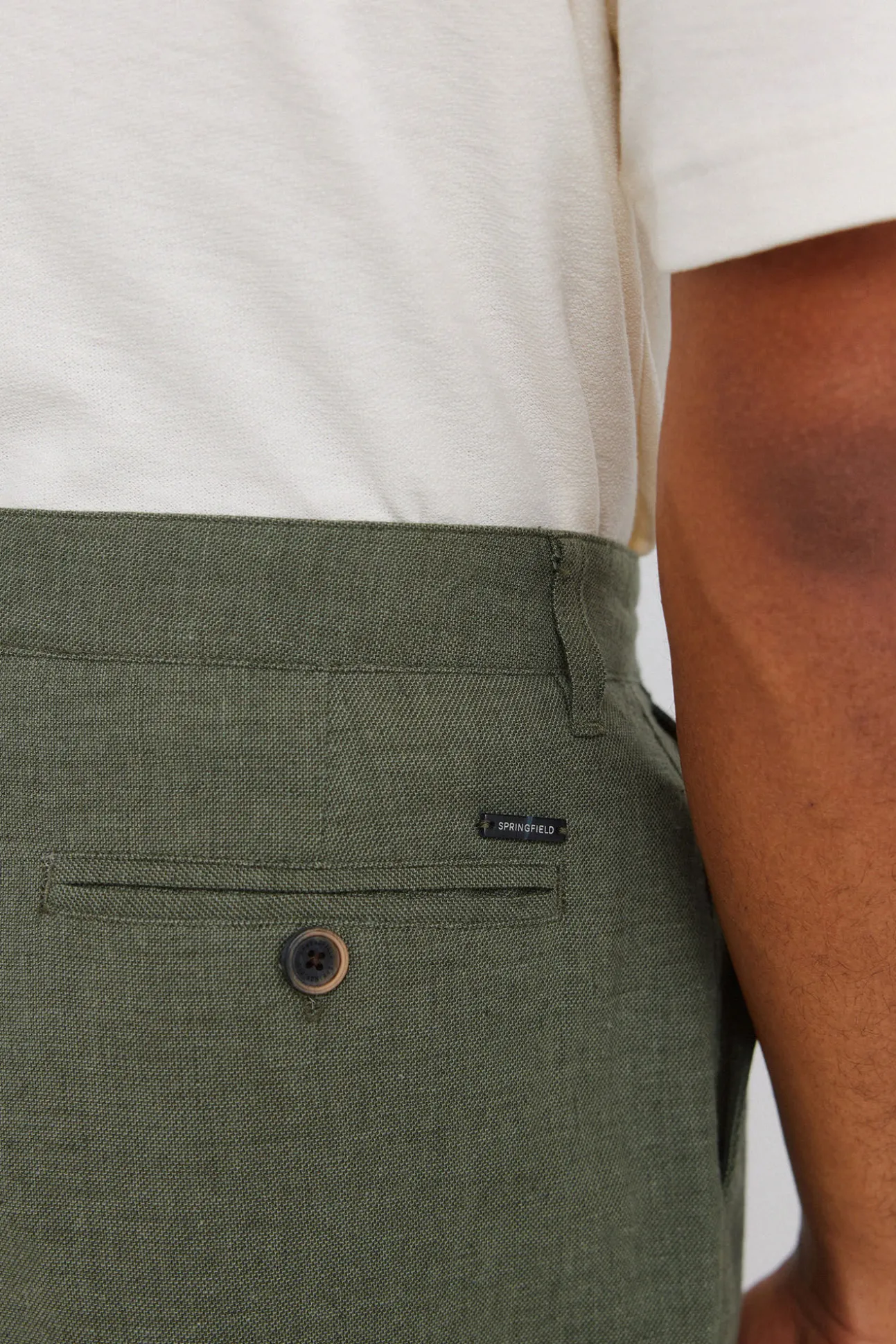 Bermudas de linho dobby comfort fit