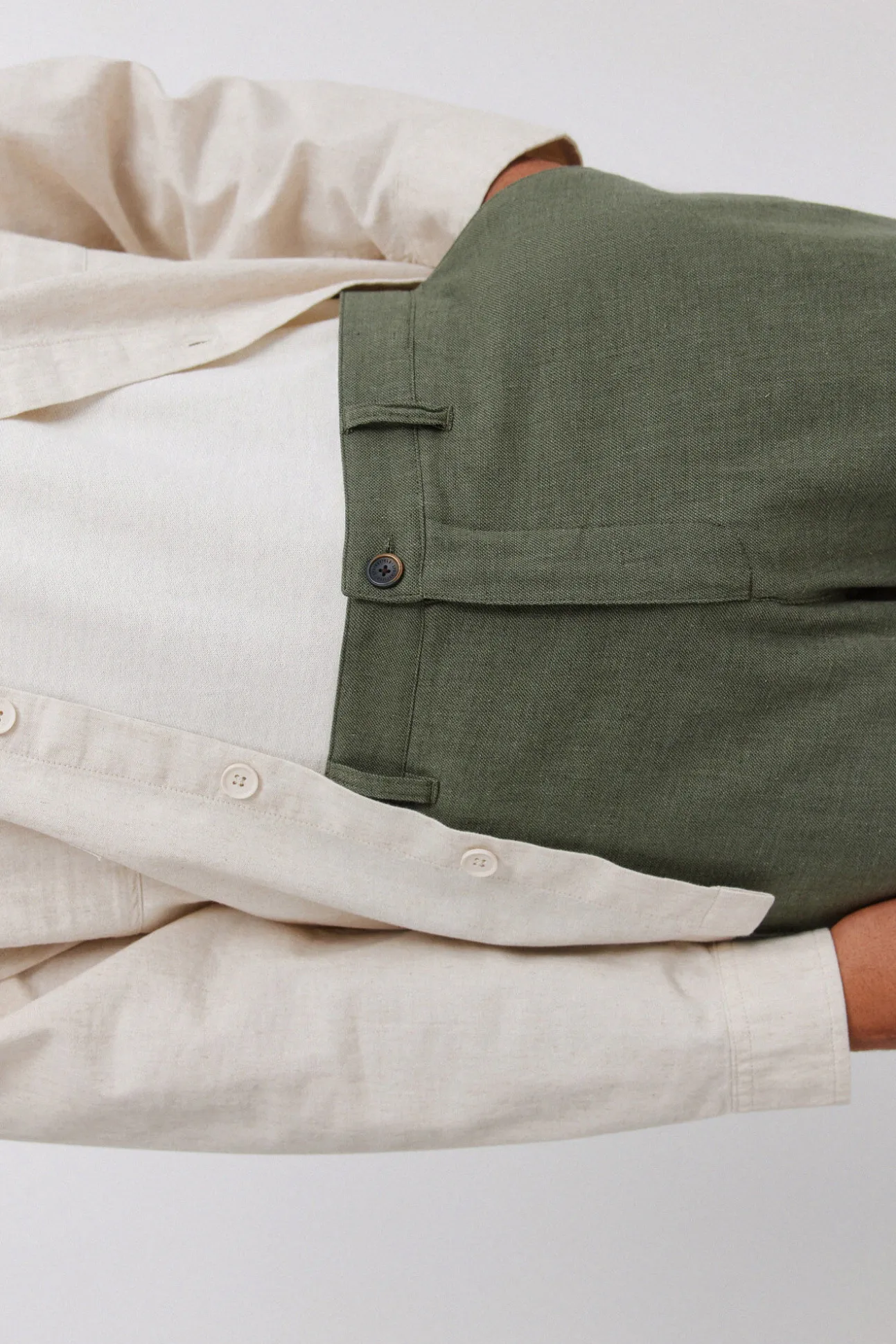 Bermudas de linho dobby comfort fit
