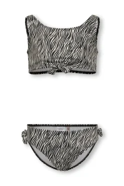 Biquíni estampado zebra com nó e laços laterais