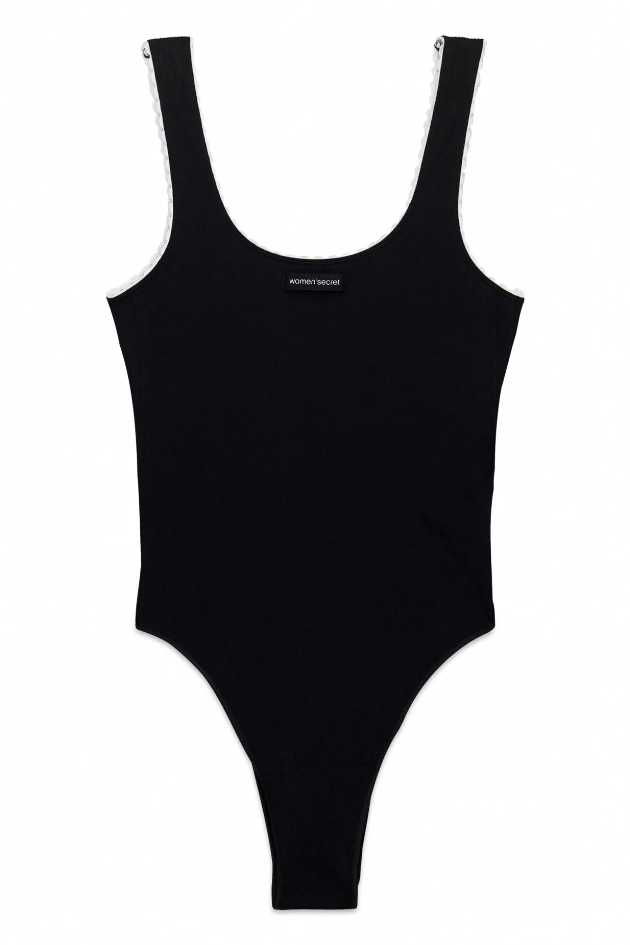 Body sem costura canelado preto