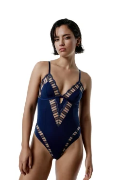 Body triangular em microfibra e renda Eclat