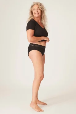 Braga menstrual encaje alta bambú negra absorción maxi