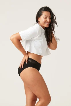 Braga menstrual encaje alta bambú negra absorción maxi