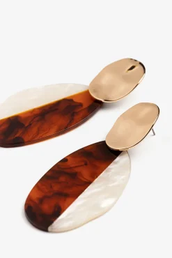 Brincos com pendente oval bicolor