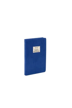 Caderno A5 de veludo cotelê azul Klein - Elegância com atitude