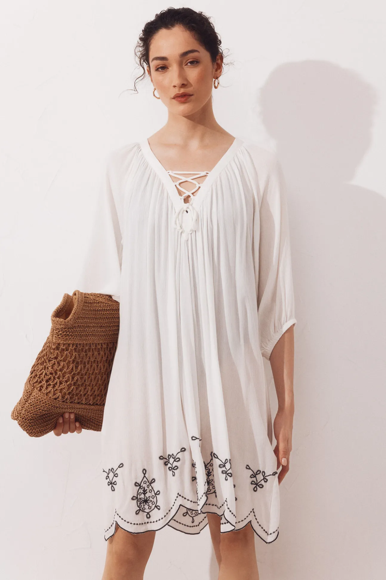 Caftan curto com cordão
