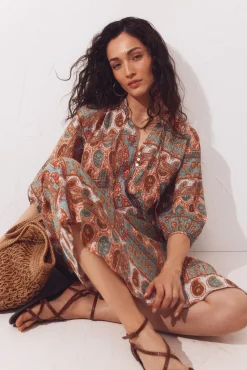 Caftan estampado amplo