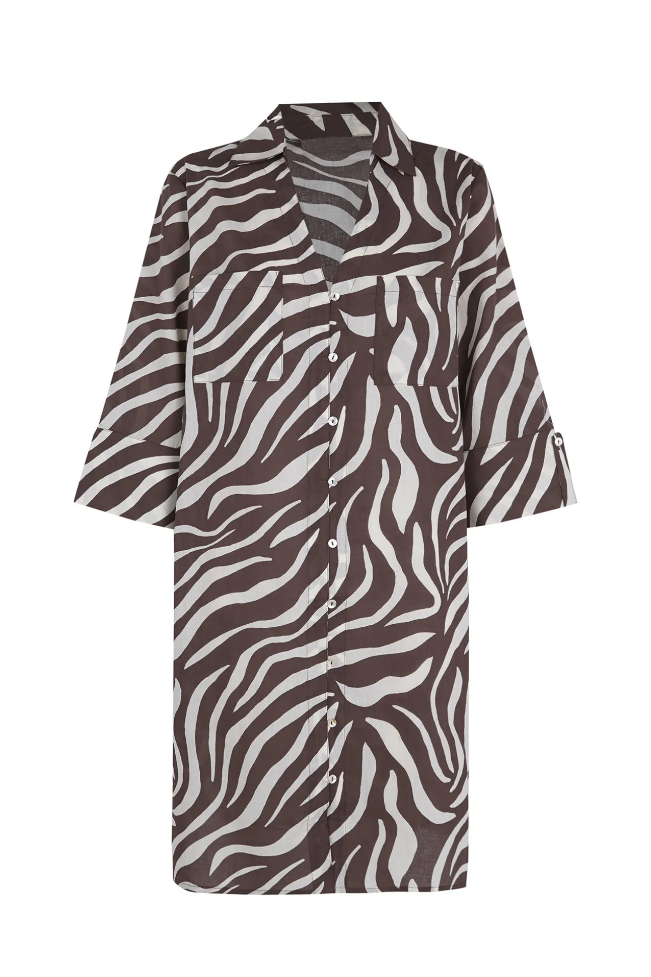 Caftan tipo camisa em algodão estampado