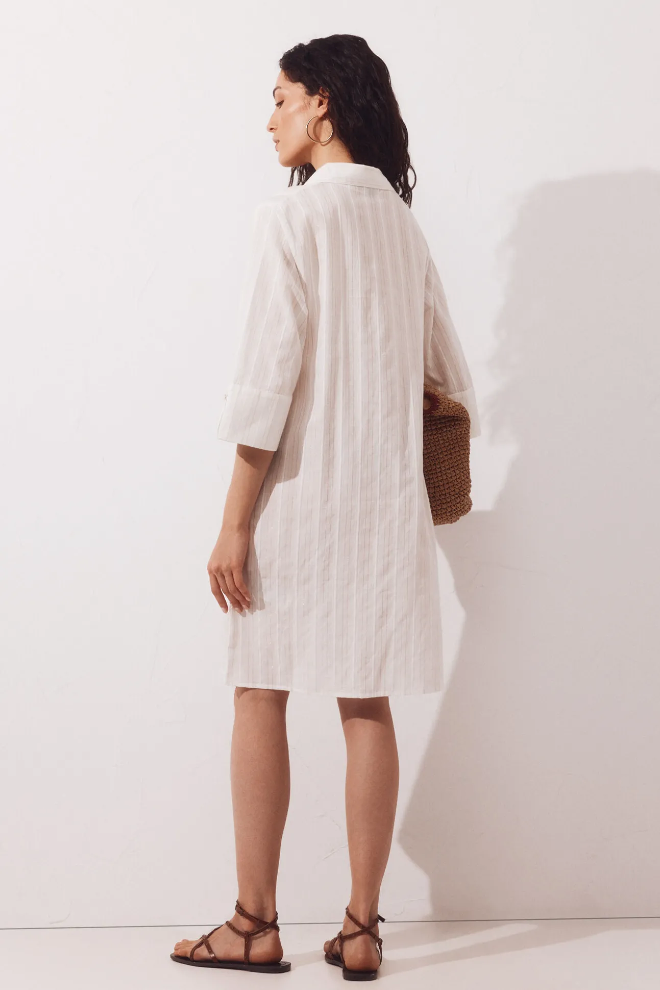 Caftan tipo camisa em lurex