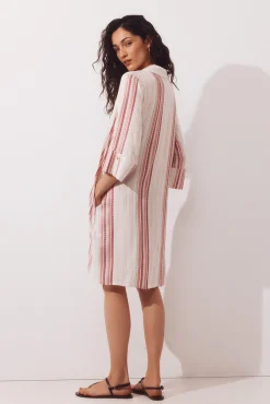 Caftan tipo camisa em lurex
