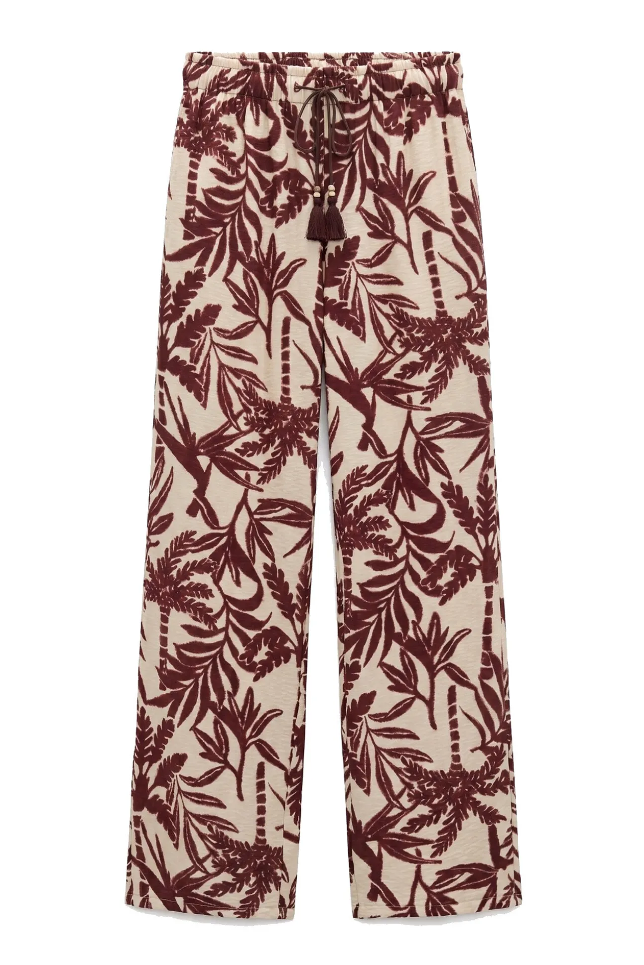 Calça comprida estampada grená