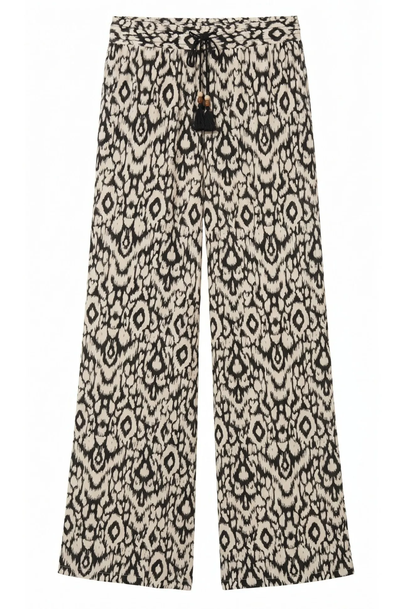 Calça comprida estampada preta