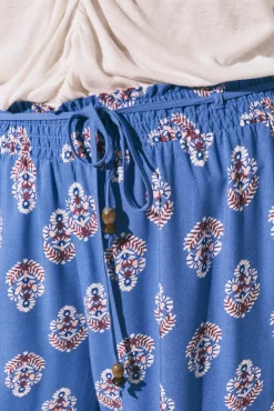 Calça comprida estampada selo azul