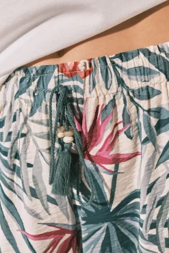 Calça comprida estampada verde