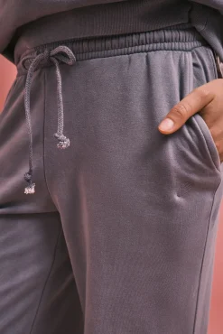 Calça comprida flare em felpa azul