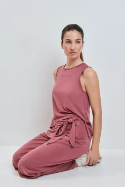 Calça comprida palazzo soft touch grená