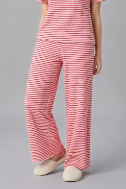 Calça de malha às riscas e cintura elástica