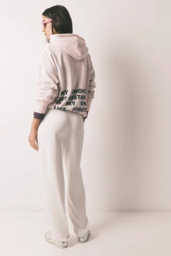 Calça jogger de moletão de algodão branco