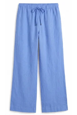 Calças compridas de linho azul