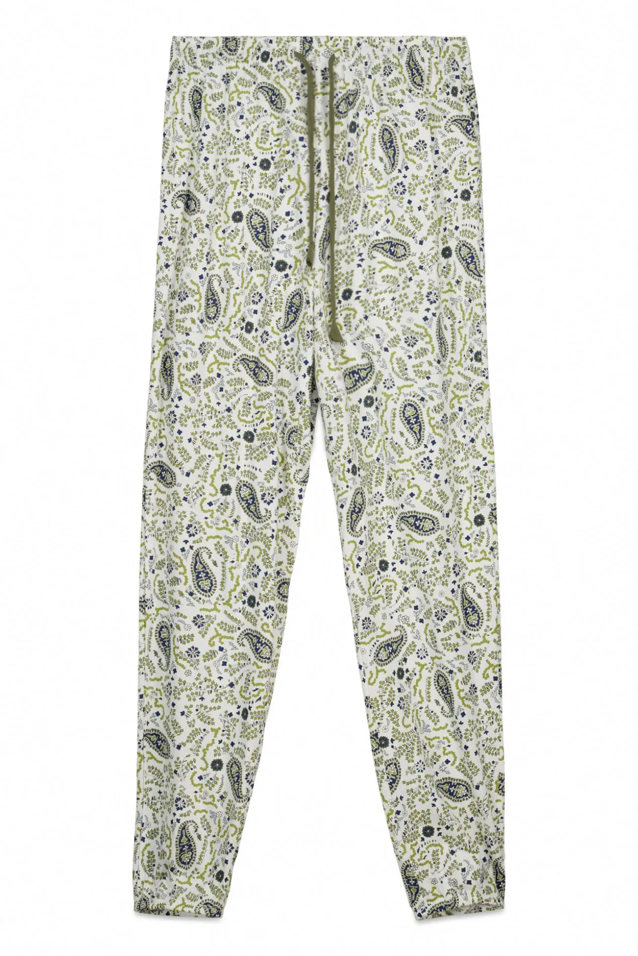 Calças compridas em algodão estampado Paisley