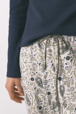 Calças compridas em algodão estampado Paisley