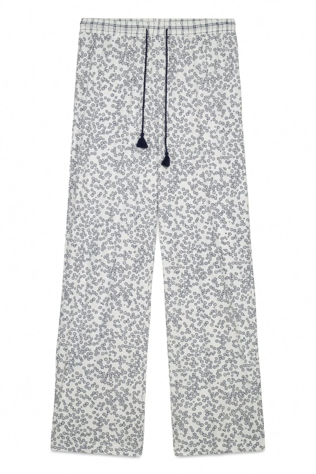 Calças compridas em algodão estampado floral