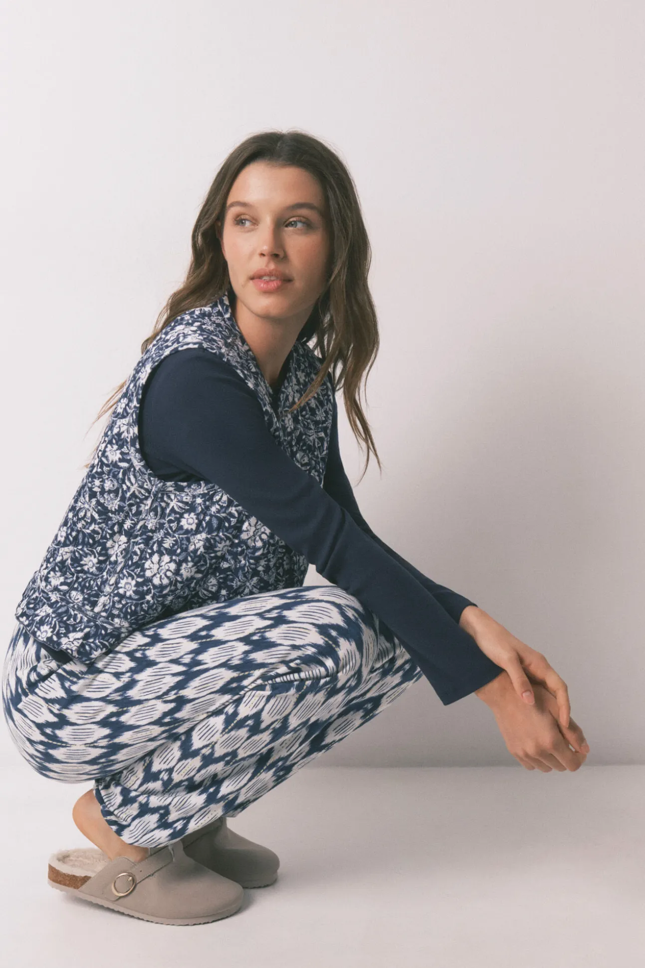 Calças compridas estampada boho