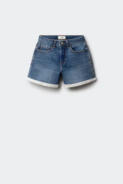 Calções de ganga de renda para menina