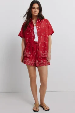 Calções de algodão estampado