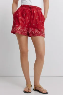 Calções de algodão estampado
