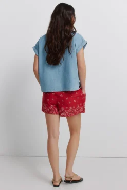Calções de algodão estampado