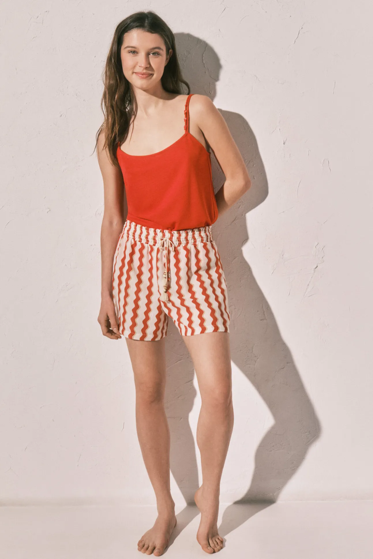 Calções estampados vermelho
