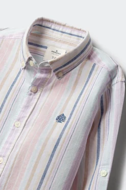 Camisa de manga comprida às riscas verde para menino